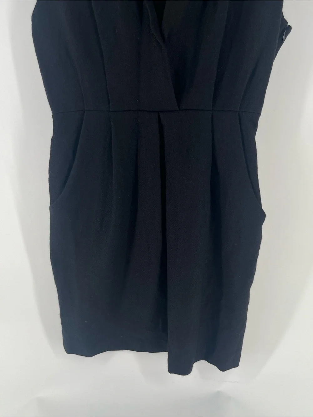 Adam Lippes 100% Wool Sheath Dress 10 Black Silk Lined Pockets Luxury Career - Picture 13 of 14
